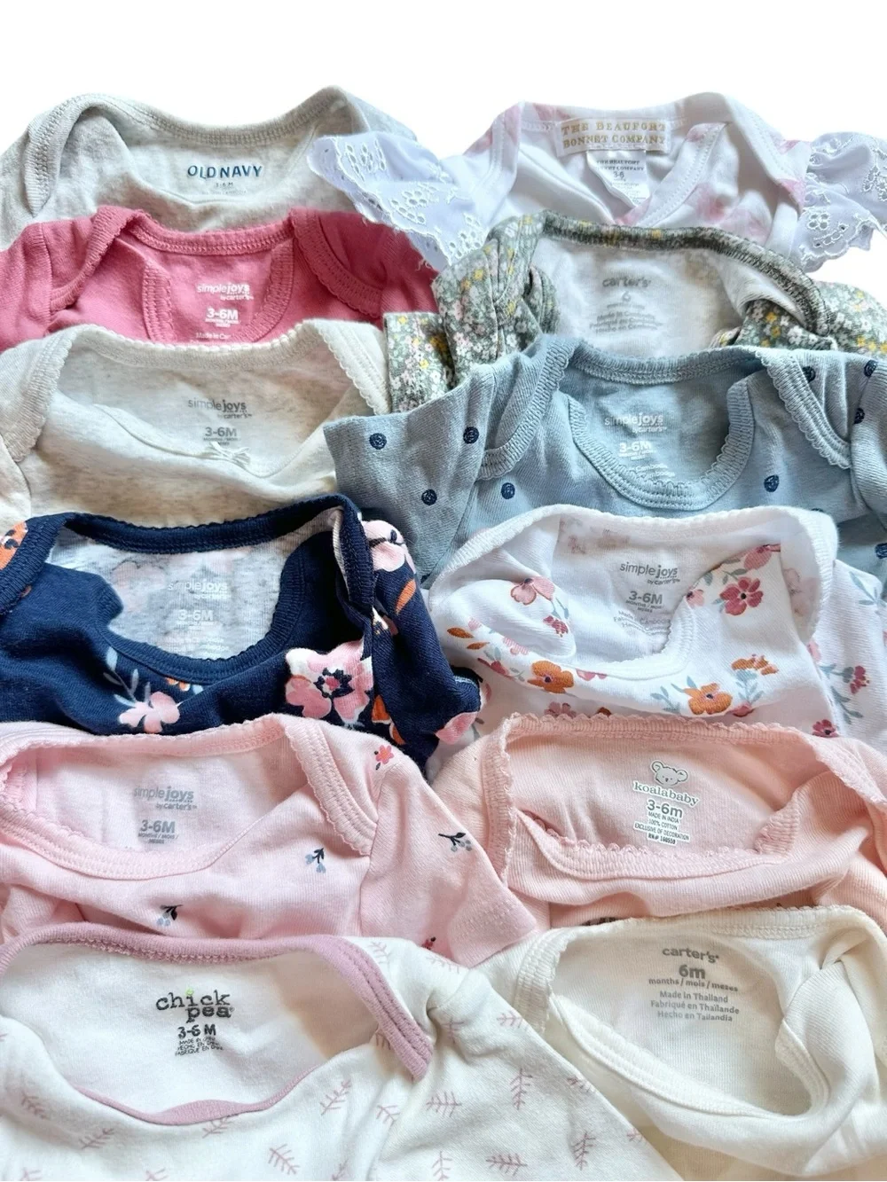 Baby girl 12 piece Sz 3-6 Months bodysuit clothing lot in various brands